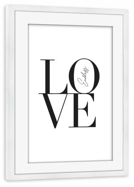Poster mit Rahmen weiß "Endless Love A&K" artboxONE - Typografie,Schwarzweiß - Love,Liebe,Valentinstag,Hochzeit,Wedding,Muttertag