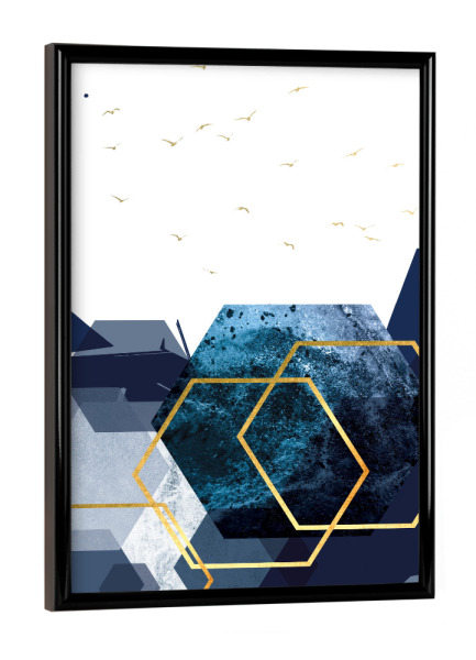 Poster mit schwarzem Rahmen "Abstract Landscape in Blue" artboxONE - Abstrakt,Geometrie