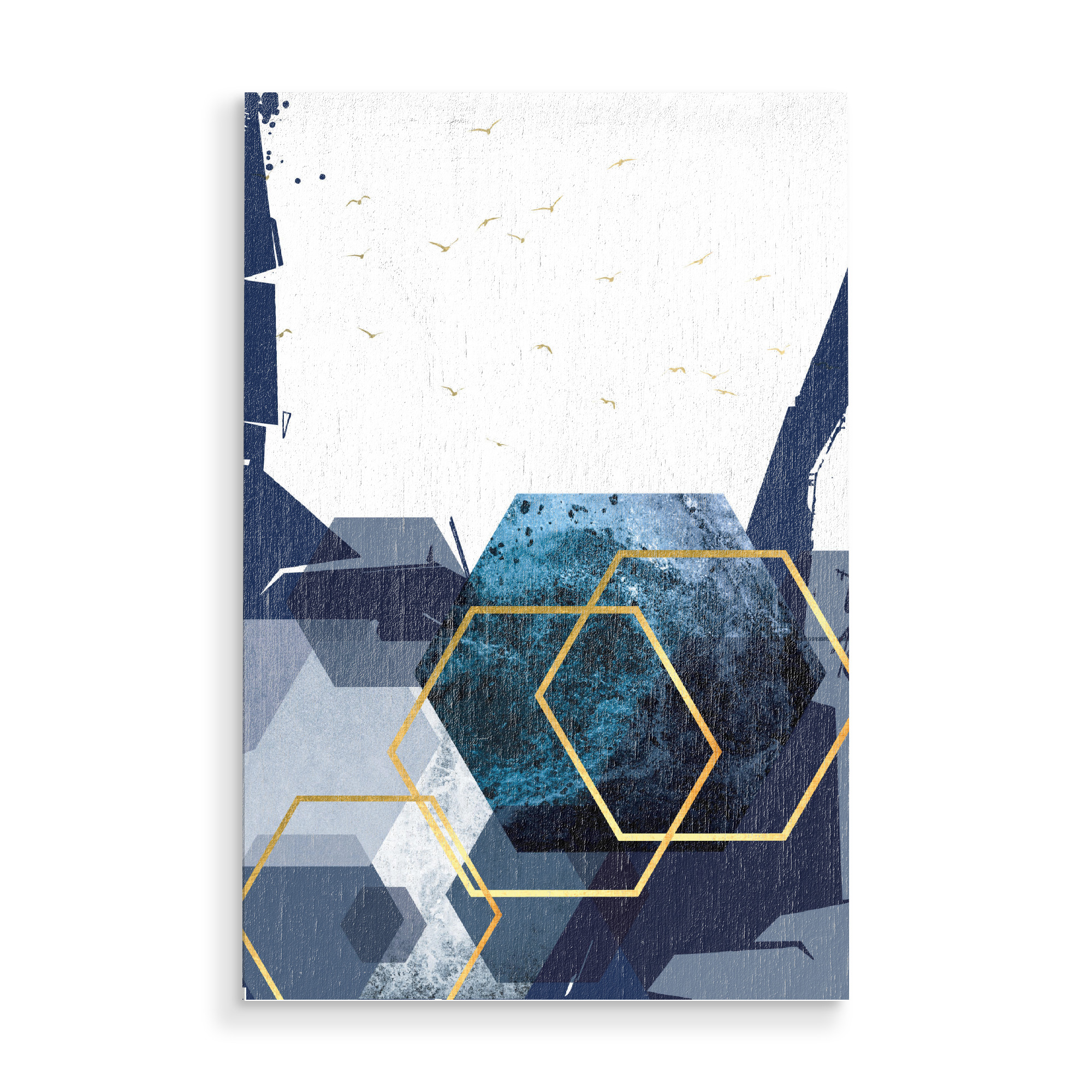Holzbild "Abstract Landscape in Blue" artboxONE - Abstrakt,Geometrie