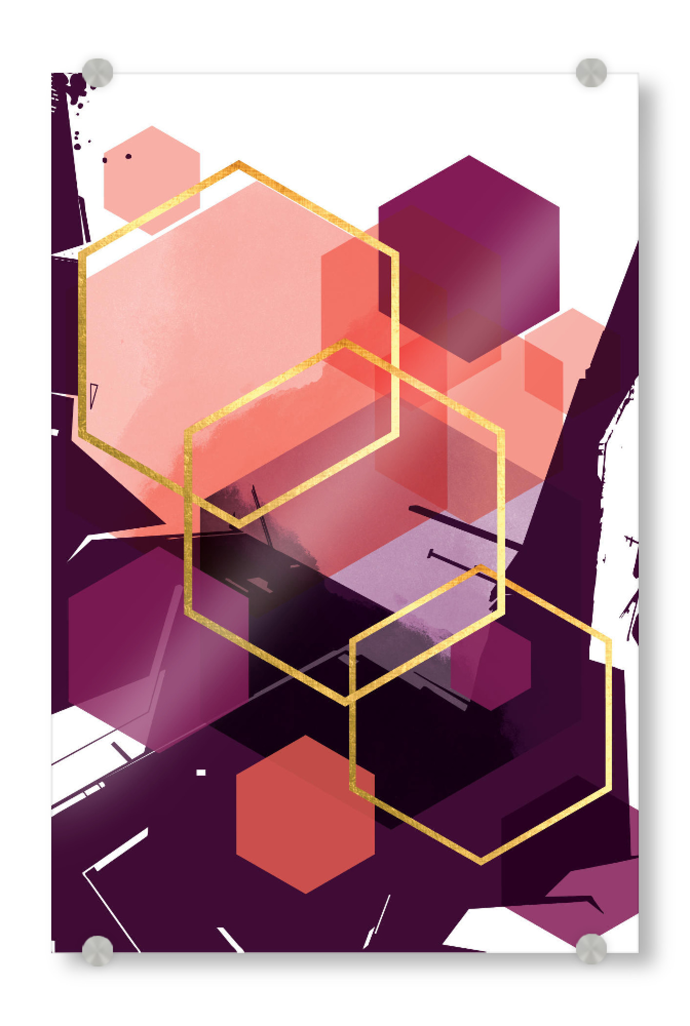 Acrylglasbild "Digital Landscape in Magenta" artboxONE - Abstrakt,Geometrie