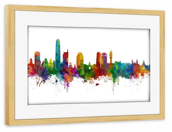 Poster mit Rahmen kiefer "Santiago de Chile Skyline Colour" artboxONE - Städte
