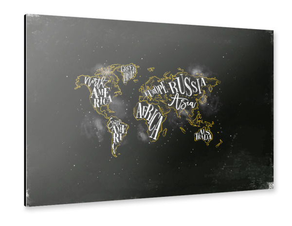 Alu-Dibond "Worldmap vintage chalk yellow" 30x20 cm artboxONE