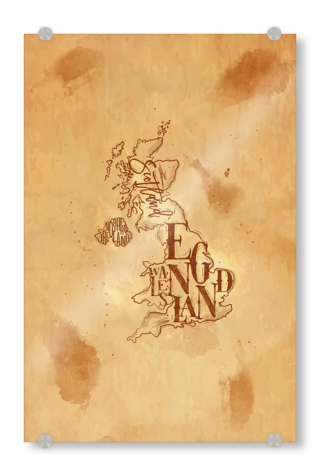 Acrylglasbild "Map United Kingdom vintage craft" artboxONE - Reise,Kartografie
