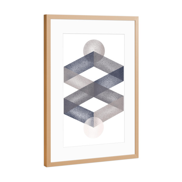 Poster mit Rahmen Kupfer "Infinity in Grey" artboxONE - Abstrakt - Grey,Minimal,Mild,Math,Sign,Texture,Pattern,Black,Composition