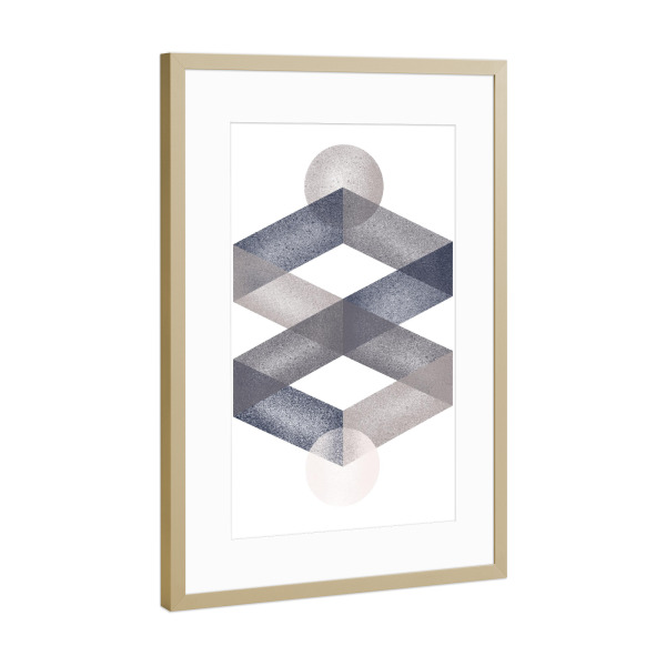 Poster mit Rahmen Gold "Infinity in Grey" artboxONE - Abstrakt - Grey,Minimal,Mild,Math,Sign,Texture,Pattern,Black,Composition