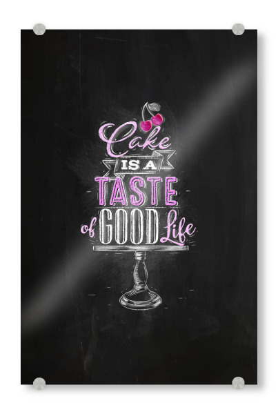 Acrylglasbild "Good cake chalk pink" artboxONE - Essen & Trinken,Schwarzweiß - Cake,Coffee