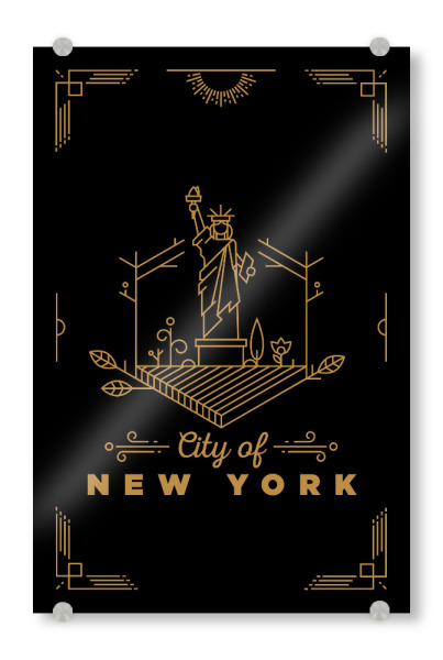 Acrylglasbild "Gold New York Monogram Design" artboxONE - Städte