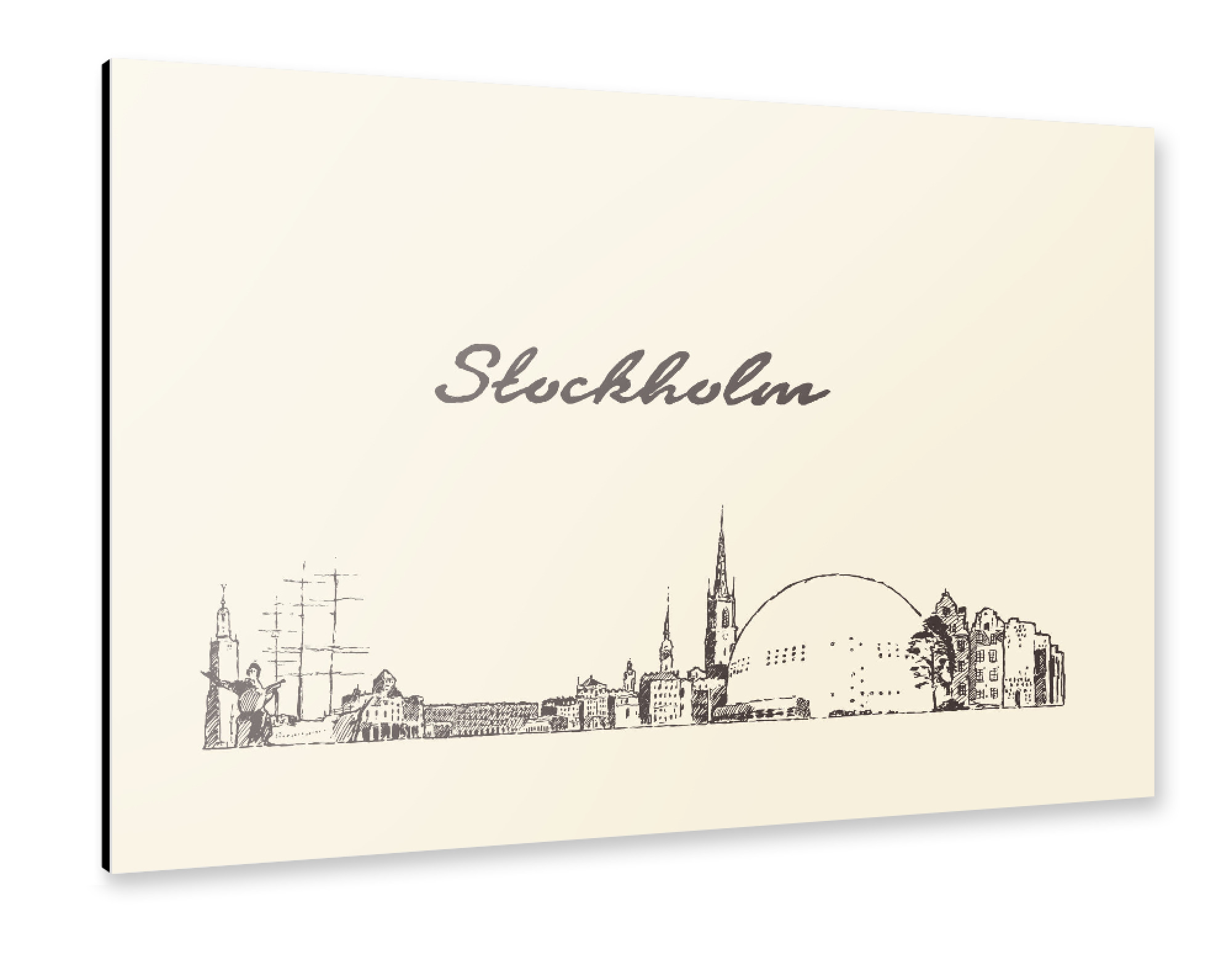 Alu-Dibond "Stockholm hand drawn skyline" 75x50 cm artboxONE