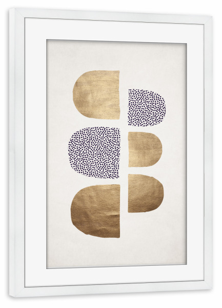 Poster mit Rahmen weiß "Geometrica Abstrusa" artboxONE - Abstrakt - Halbkreise,Geometrisch,Gold