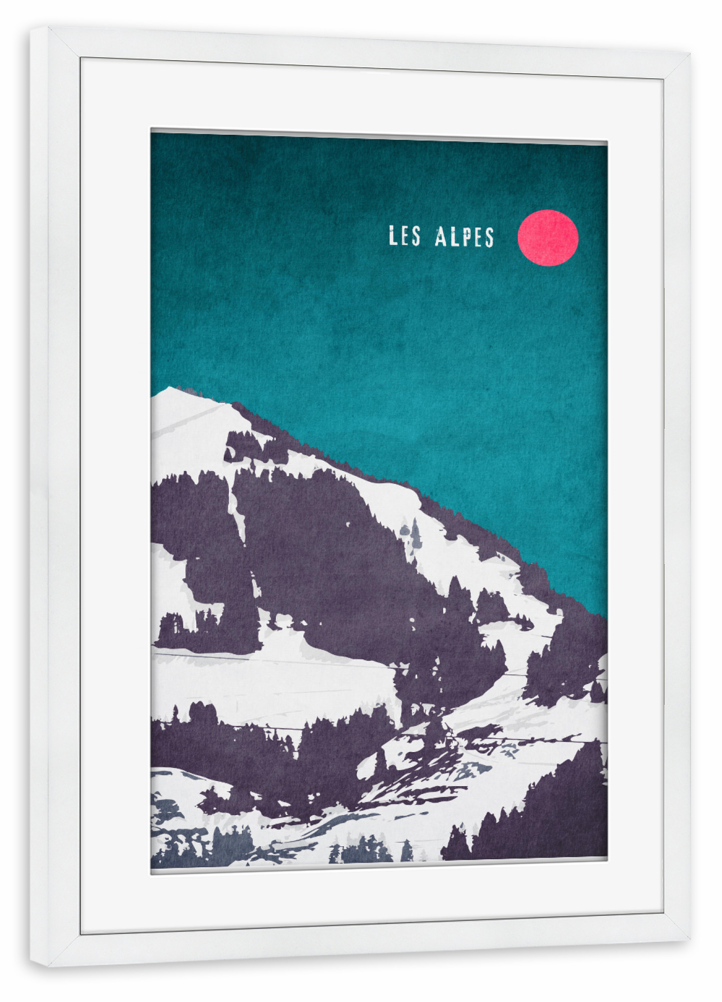 Poster mit Rahmen weiß "Les Alpes" artboxONE - Natur - Alpen,Berge,Schnee,Winter