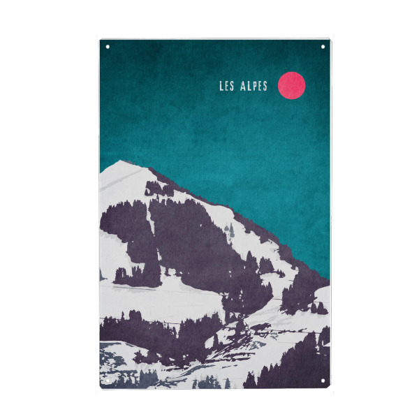 Holzbild "Les Alpes" artboxONE - Natur - Alpen,Berge,Schnee,Winter