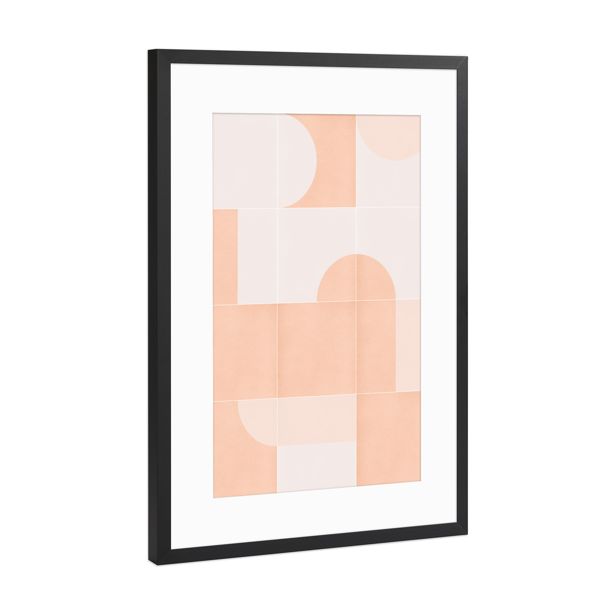 Poster mit Rahmen Schwarz (Metallic) "Retro Tiles Sixth" artboxONE - Abstrakt - Mid-century-modern,Pink pearl,Minimal