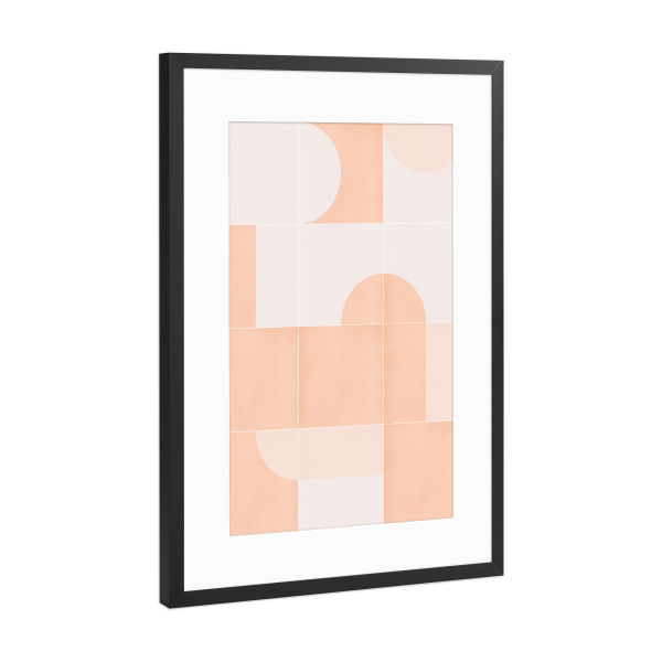 Poster mit Rahmen Schwarz (Metallic) "Retro Tiles Sixth" artboxONE - Abstrakt - Mid-century-modern,Pink pearl,Minimal