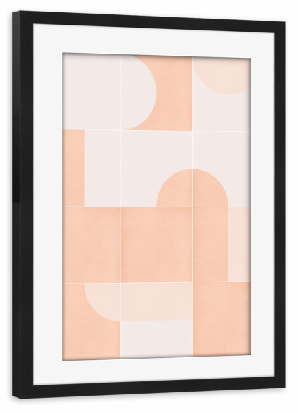 Poster mit Rahmen schwarz "Retro Tiles Sixth" artboxONE - Abstrakt - Mid-century-modern,Pink pearl,Minimal