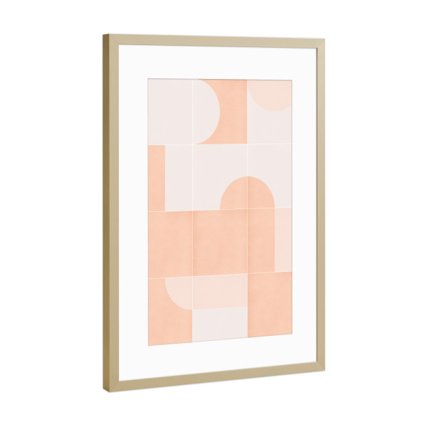 Poster mit Rahmen Gold "Retro Tiles Sixth" artboxONE - Abstrakt - Mid-century-modern,Pink pearl,Minimal