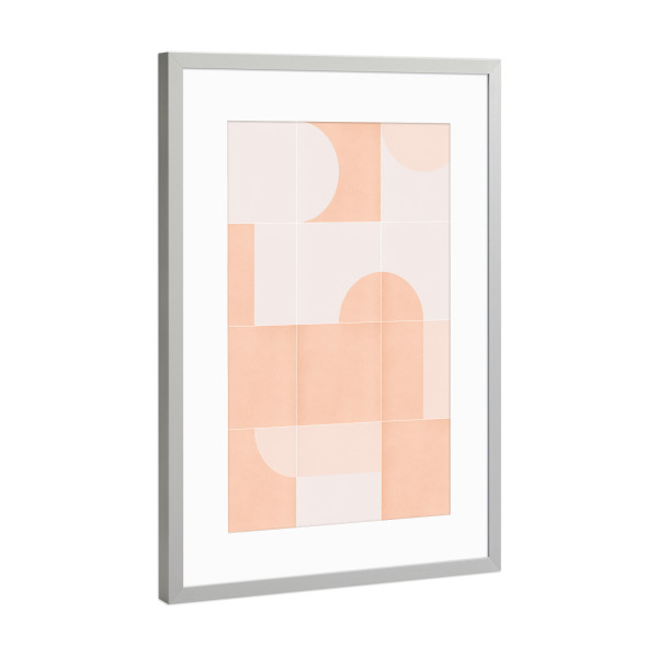 Poster mit Rahmen Silber "Retro Tiles Sixth" artboxONE - Abstrakt - Mid-century-modern,Pink pearl,Minimal