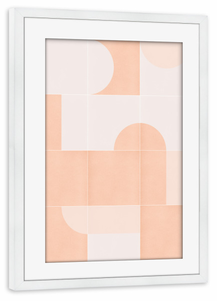 Poster mit Rahmen weiß "Retro Tiles Sixth" artboxONE - Abstrakt - Mid-century-modern,Pink pearl,Minimal