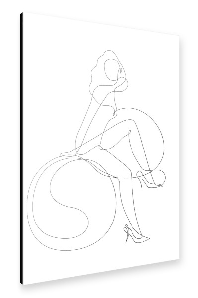 Alu-Dibond "Woman on the Sphere - In One Line" 30x20 cm artboxONE