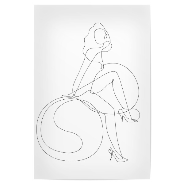 Poster 30x20 cm "Woman on the Sphere - In One Line" artboxONE - Menschen,Schwarzweiß
