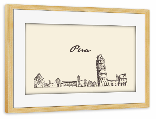 Poster mit Rahmen kiefer "Pisa hand drawn skyline" artboxONE - Städte