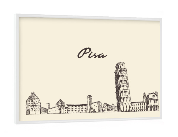 Poster mit weißem Rahmen "Pisa hand drawn skyline" artboxONE - Städte