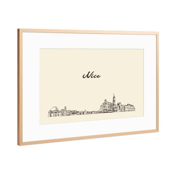 Poster mit Rahmen Kupfer "Nice hand drawn skyline" artboxONE - Städte