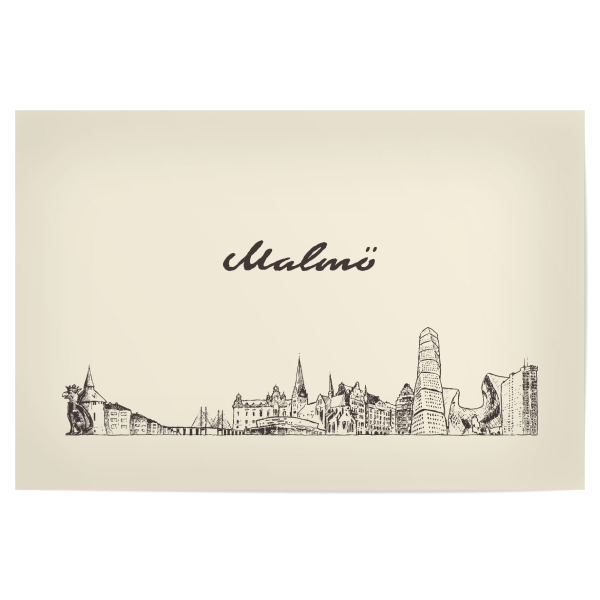 Poster "Malmo hand drawn skyline" artboxONE - Städte