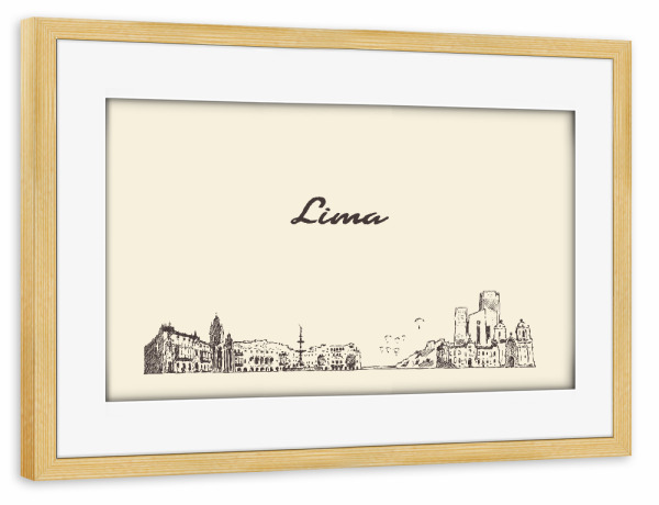 Poster mit Rahmen kiefer "Lima hand drawn skyline" artboxONE - Städte