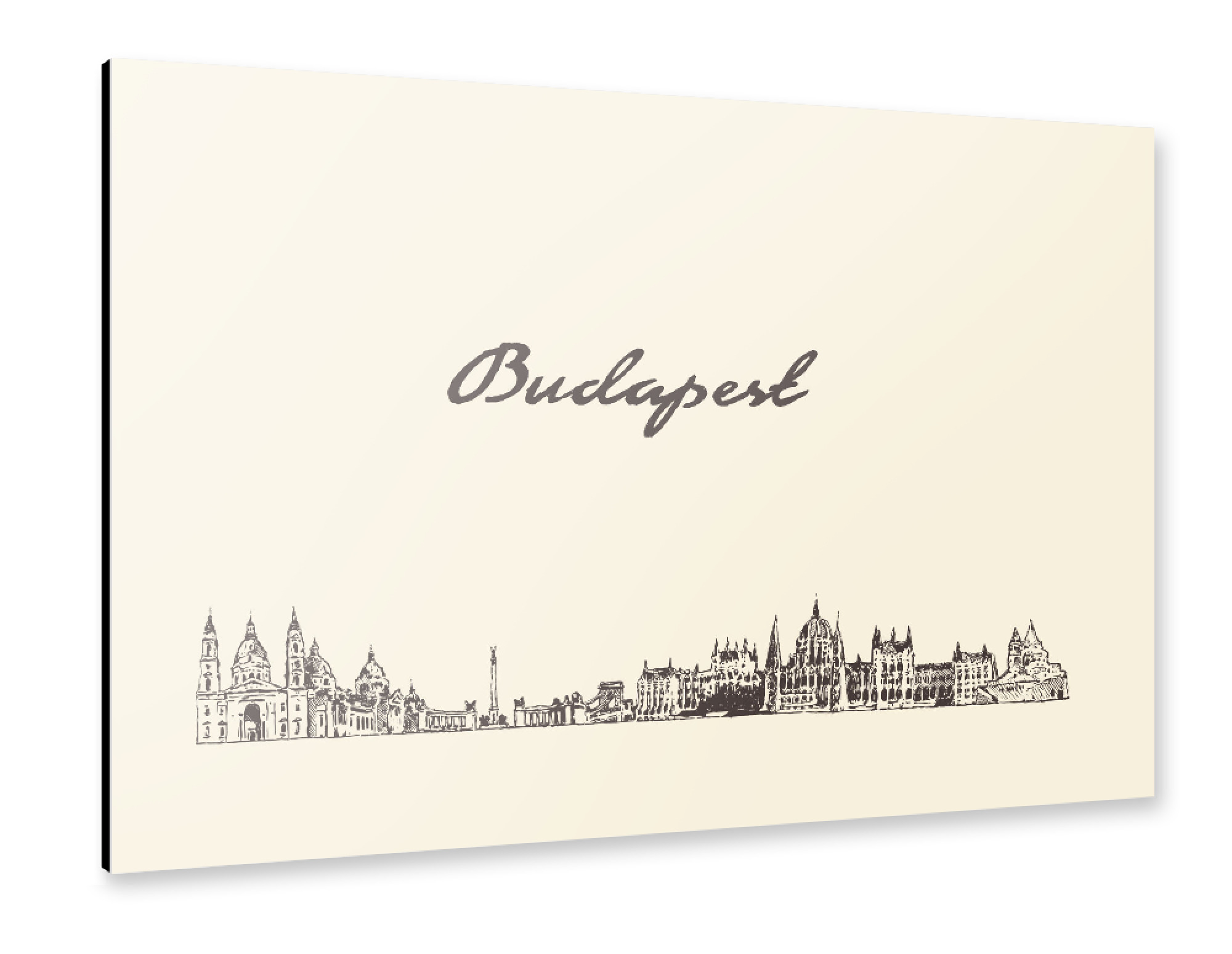 Alu-Dibond "Budapest hand drawn skyline" 75x50 cm artboxONE