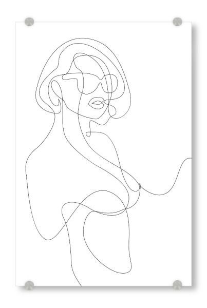 Acrylglasbild "Woman in Sunglasses - In One Line" artboxONE - Menschen,Schwarzweiß