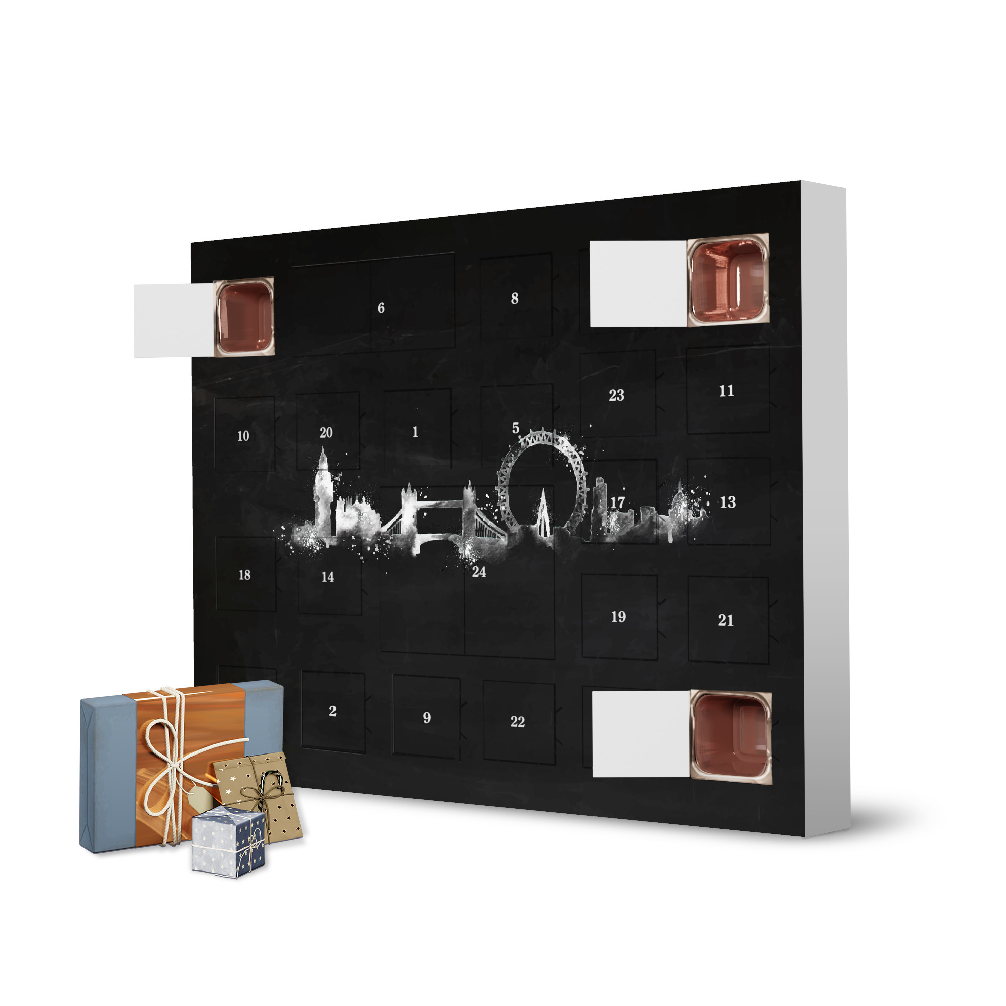 Adventskalender zum Selbstbefüllen Silhouette chalk London artboxONE Adventskalender Städte