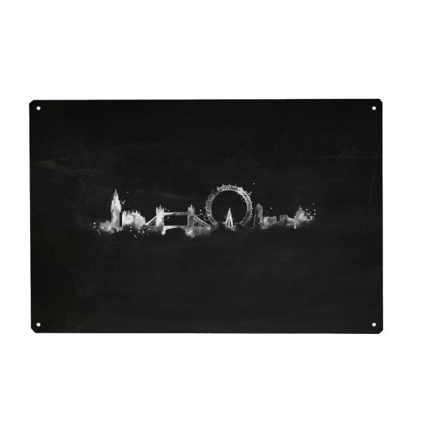 Metall Poster "Silhouette chalk London" artboxONE - Städte,Städte / London,Schwarzweiß