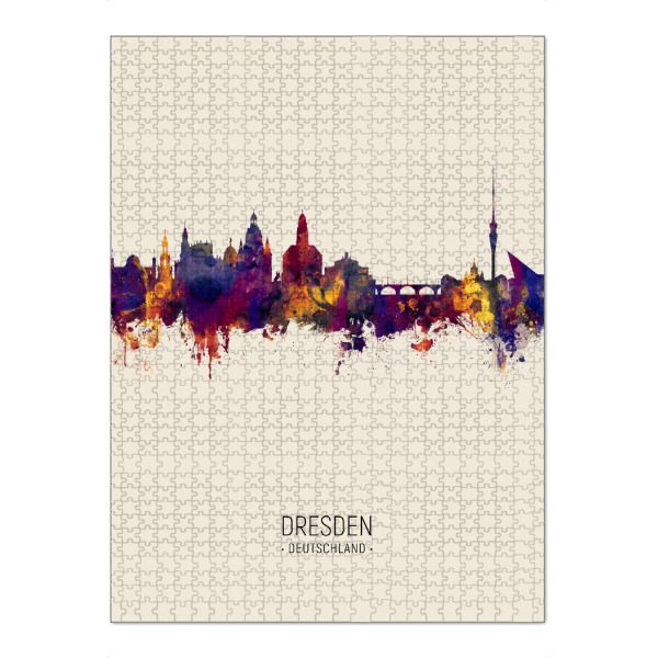 Puzzle Ravensburger "Dresden Skyline Beige" artboxONE - Städte / Dresden - Dresden,Germany,Skyline,Cityscape,Painting,Watercolour,Stadtbild