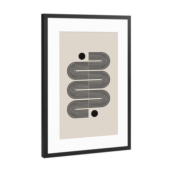 Poster mit Rahmen Schwarz (Metallic) "Mid Century Art" artboxONE - Abstrakt,Geometrie - Mid century,Art,Geometric,Arch,Abstract,Beige,Neutral
