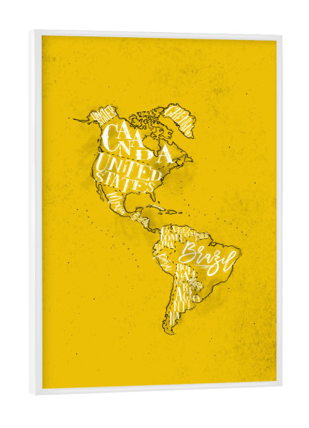Poster mit weißem Rahmen "Map America vintage yellow" artboxONE - Schwarzweiß,Kartografie
