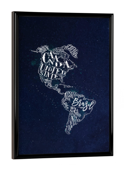 Poster mit schwarzem Rahmen "Map America vintage blue" artboxONE - Kartografie