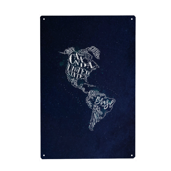 Holzbild "Map America vintage blue" artboxONE - Kartografie