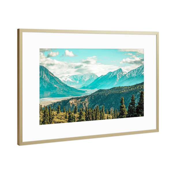Poster mit Rahmen Gold "Scenic" artboxONE - Natur - Color,Digital manipulation,Landscape,Nature,Forest,Wildlife,Trees,Jungle,Travel,Mountains