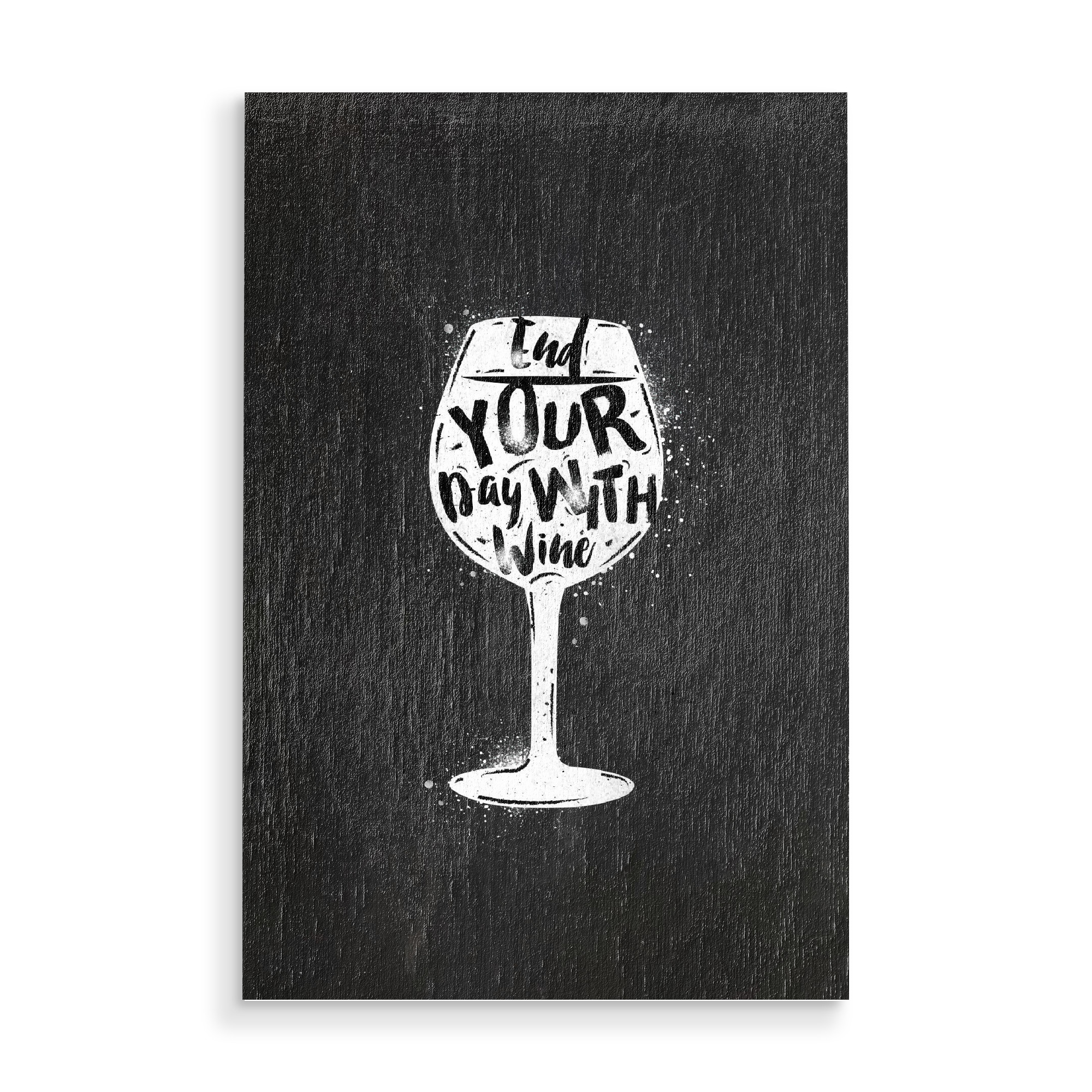Holzbild "Glass of wine chalk" artboxONE - Essen & Trinken,Schwarzweiß,Essen & Trinken / Alkohol