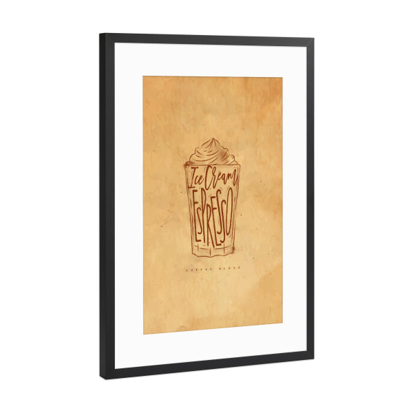 Poster mit Rahmen Schwarz (Metallic) "Coffee glace cup craft" artboxONE - Essen & Trinken