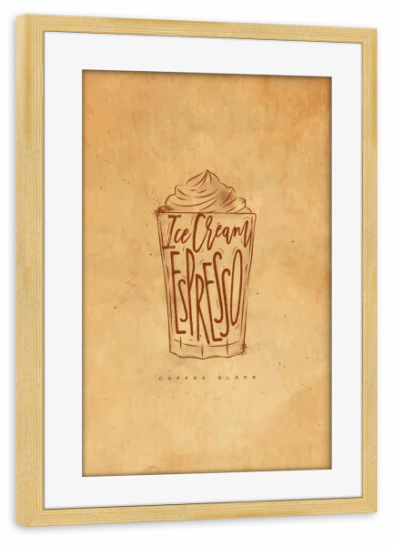 Poster mit Rahmen kiefer "Coffee glace cup craft" artboxONE - Essen & Trinken