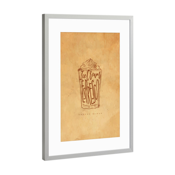 Poster mit Rahmen Silber "Coffee glace cup craft" artboxONE - Essen & Trinken