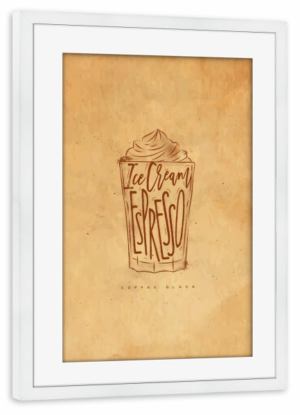 Poster mit Rahmen weiß "Coffee glace cup craft" artboxONE - Essen & Trinken