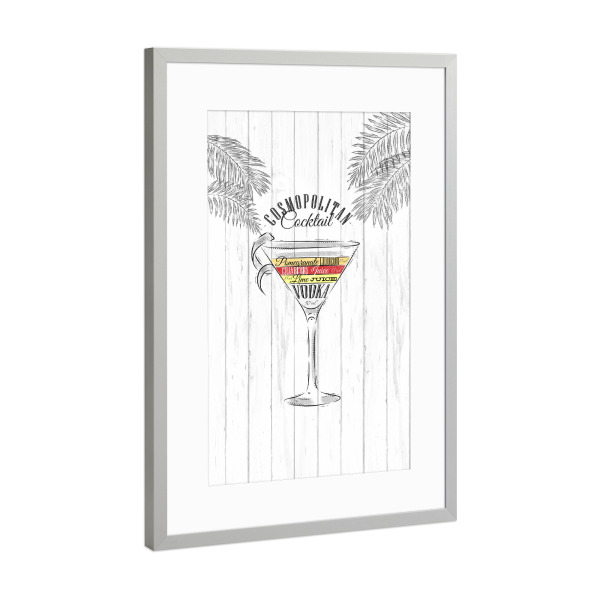 Poster mit Rahmen Silber "Cosmopolitan cocktail wood" artboxONE - Essen & Trinken / Alkohol