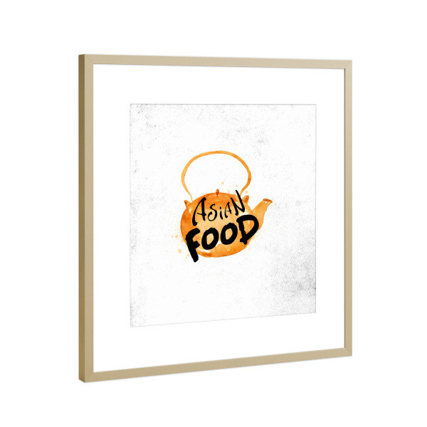 Poster mit Rahmen Gold "Asian teapot" artboxONE - Essen & Trinken