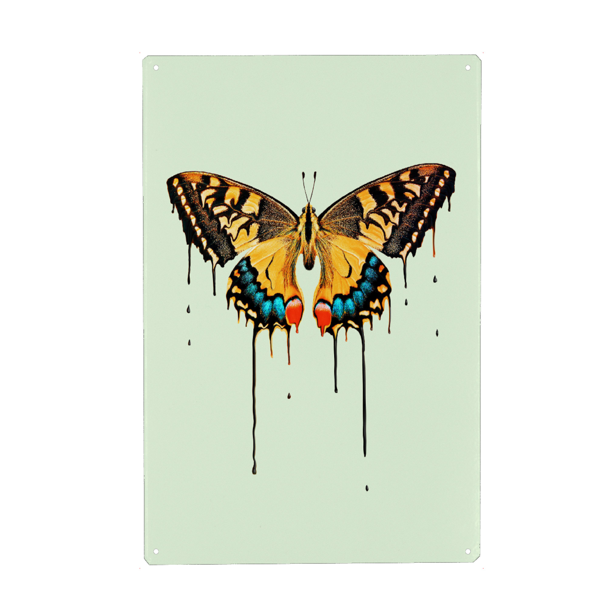 Metall Poster "MELTING BUTTERFLY" artboxONE - Tiere - Butterfly,Animal,Pop-art,Modern-art,Contemporary art,Abstract,Surreal,Minimal,Melting