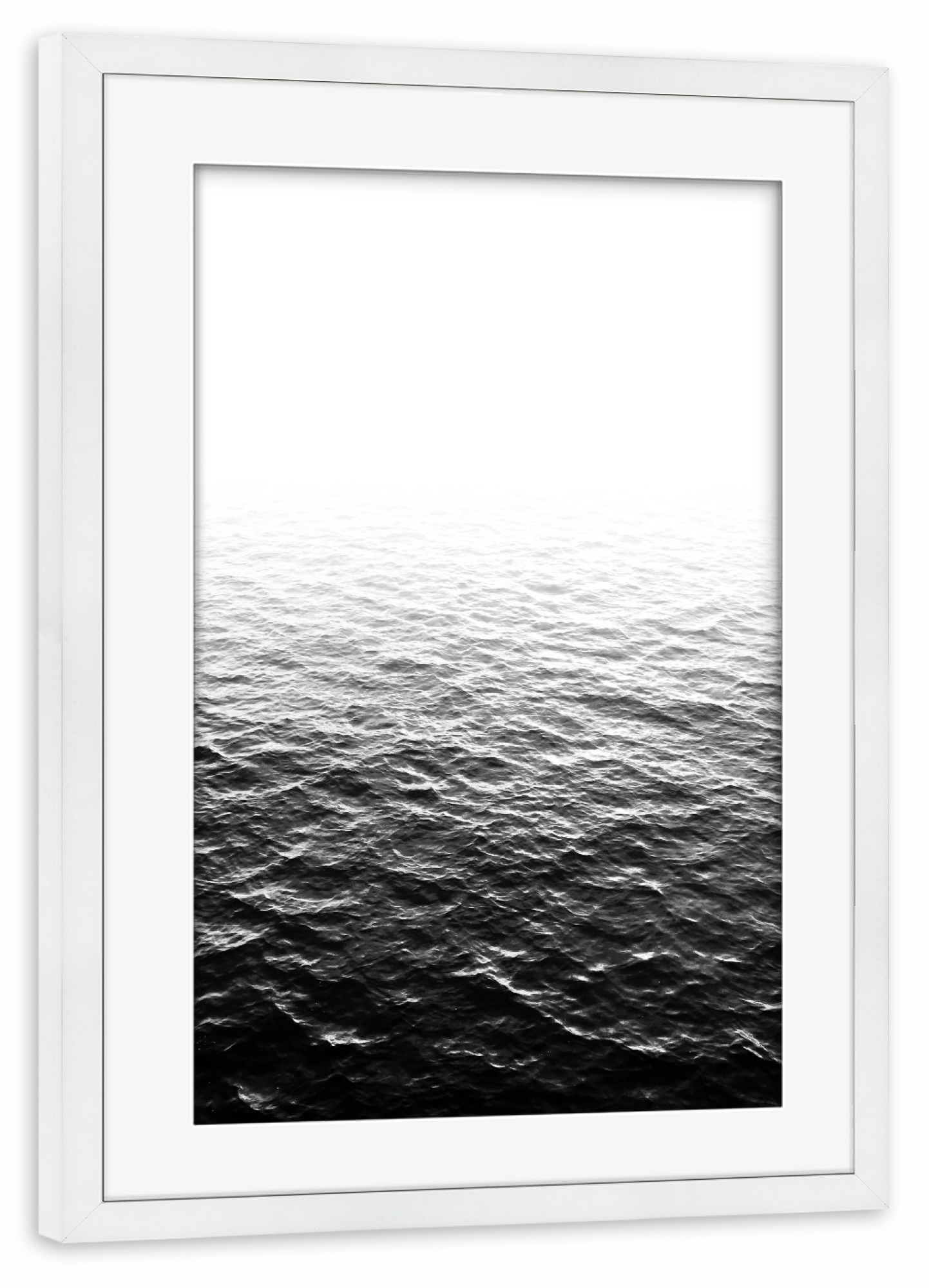 Poster mit Rahmen weiß "Lost In The Ocean" artboxONE - Schwarzweiß,Reise / Strand und Meer