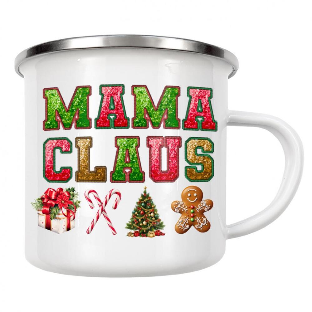 Emaille Tasse "Mama Claus" artboxONE - Typografie,Fashion,Weihnachten,Buchstaben,Für Mama