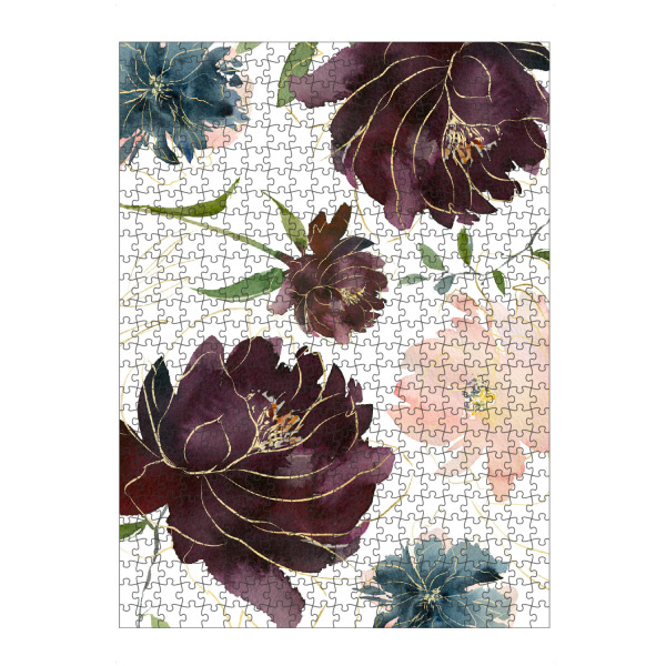 artboxONE Puzzle "Aquarell Blumen" artboxONE - Floral - Wasserfarbe,Feminin,Gold,Aquarellzeichnung,Frühling,Blumenbouquet,Blüten,Blumen