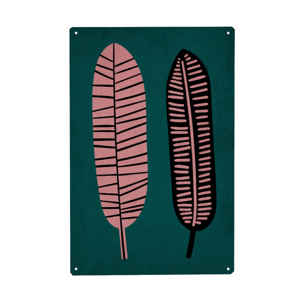 Metall Poster "Never Leaf Me Alone" artboxONE - Abstrakt - Blätter,Abstrakt,Liebe - Blechschild